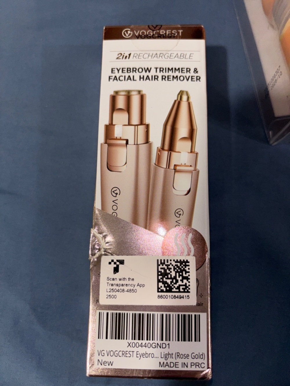 Vogcrest 2-in-1 Rechargeable Eyebrow Trimmer & Facial Hair Remover - Rose Gold